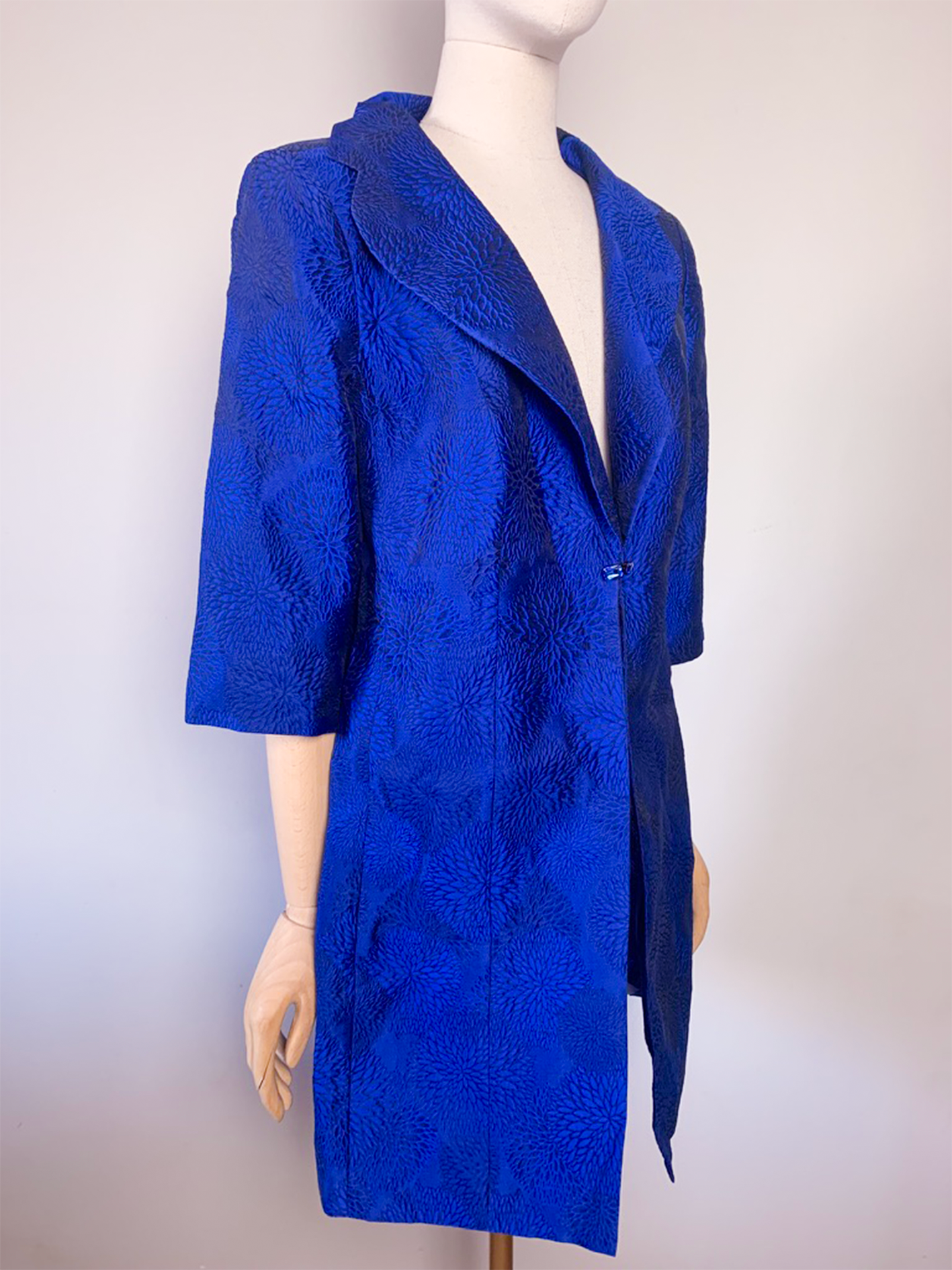 Veste légère chic bleue manches ¾ mélange soie Antonio D’Errico