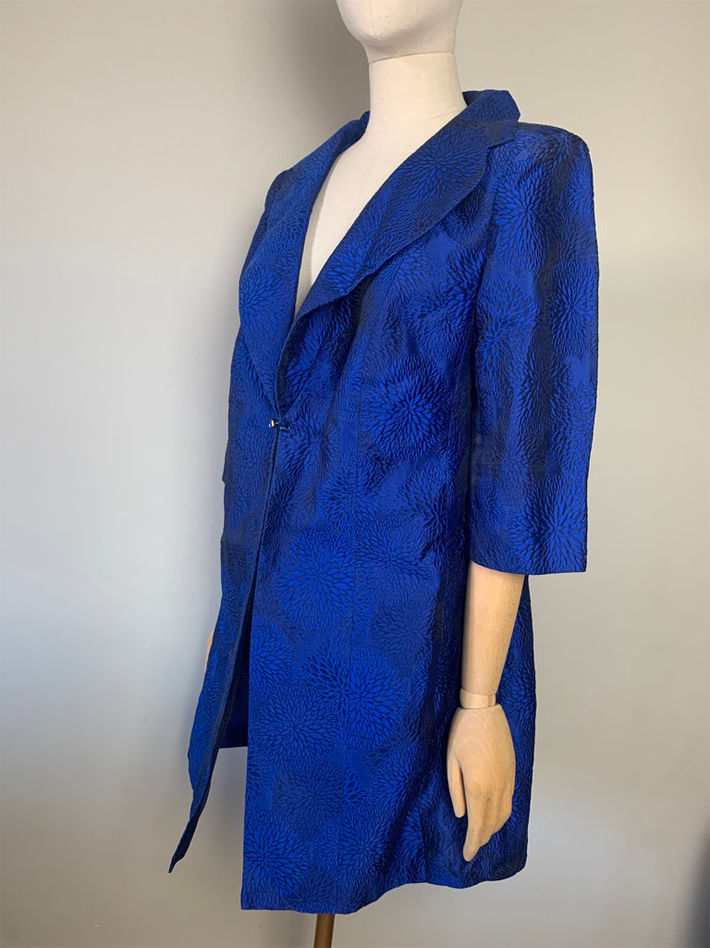 Veste légère chic bleue manches ¾ mélange soie Antonio D’Errico