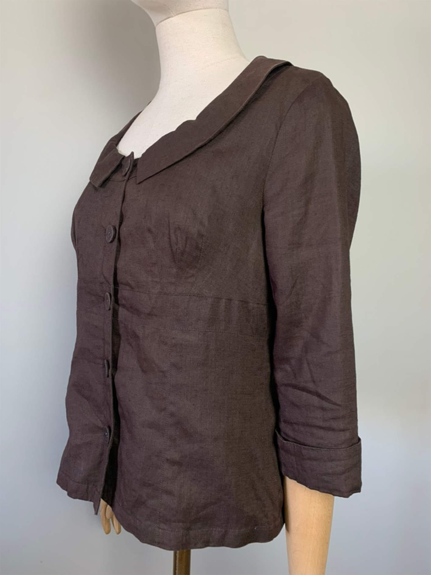 Veste chemisier en lin et ramie marron Promod