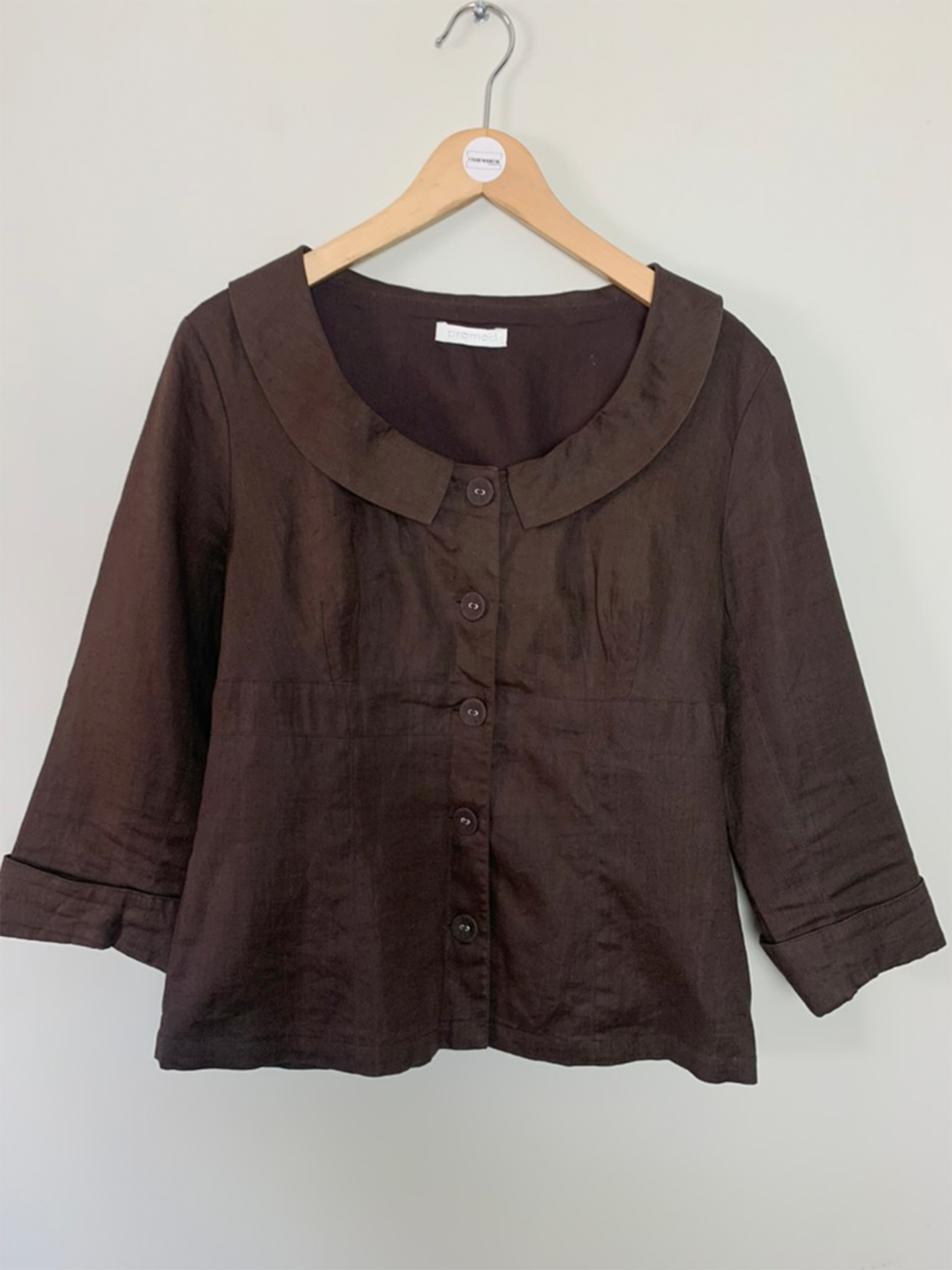 Veste chemisier en lin et ramie marron Promod