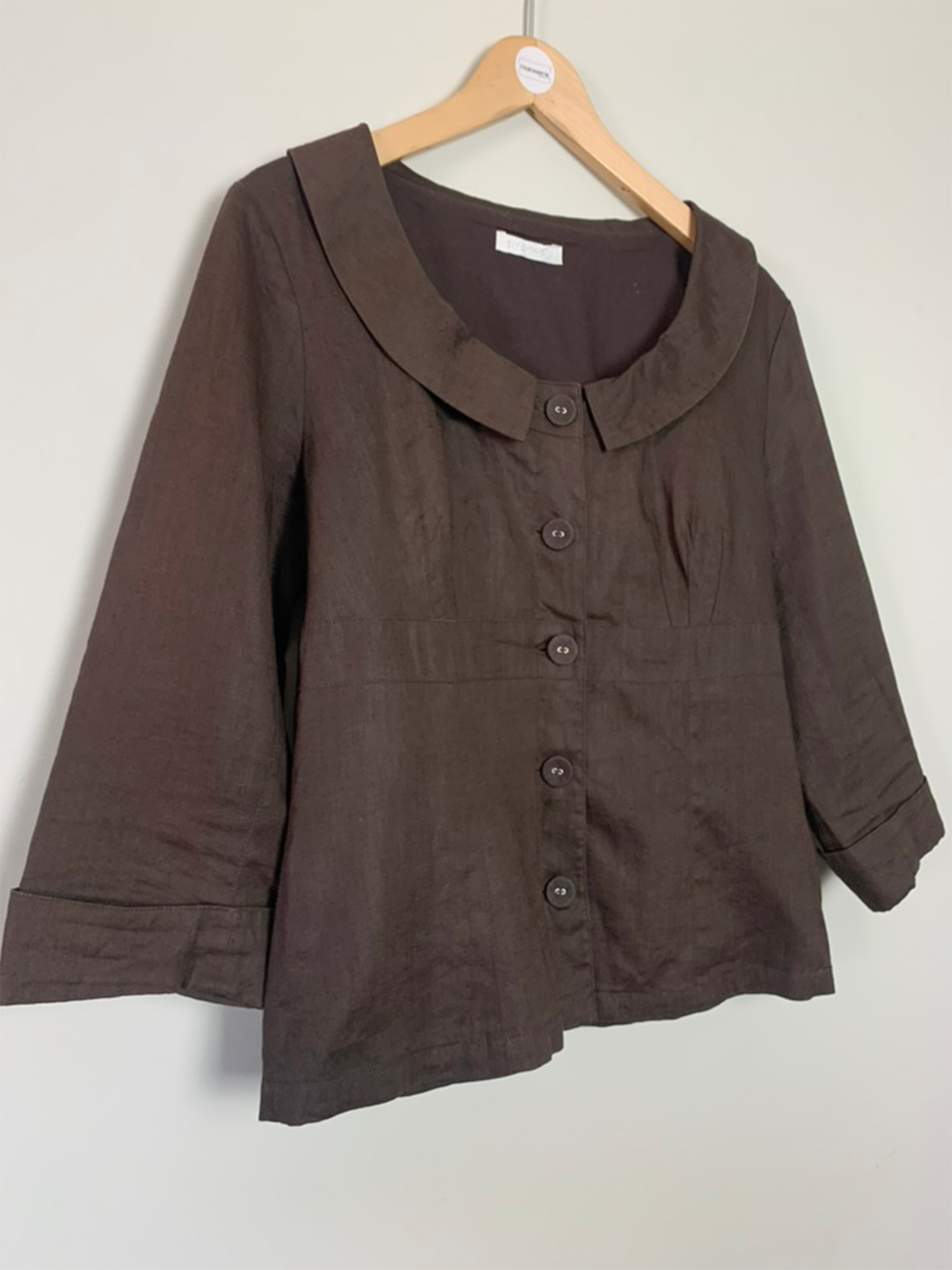 Veste chemisier en lin et ramie marron Promod