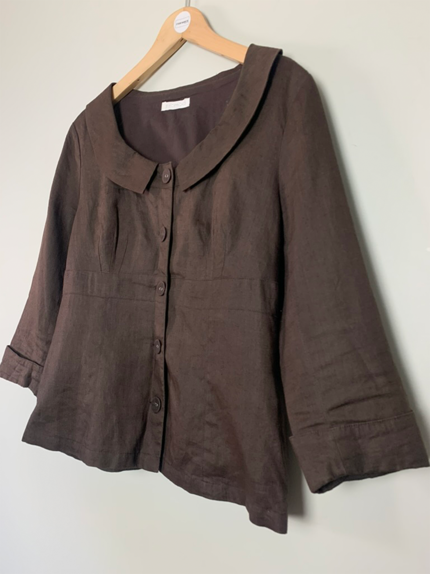 Veste chemisier en lin et ramie marron Promod