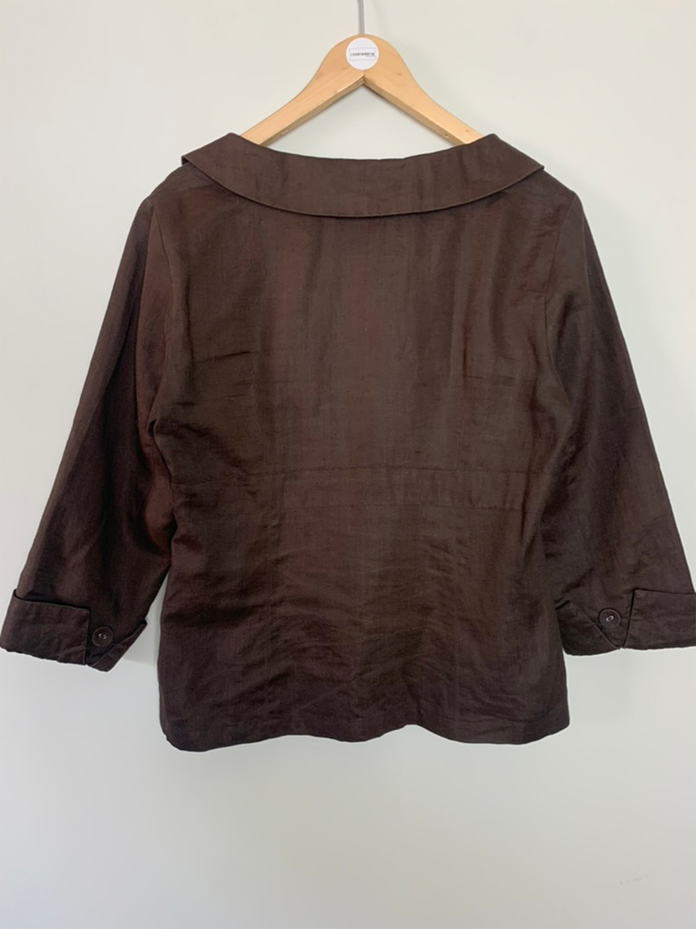 Veste chemisier en lin et ramie marron Promod
