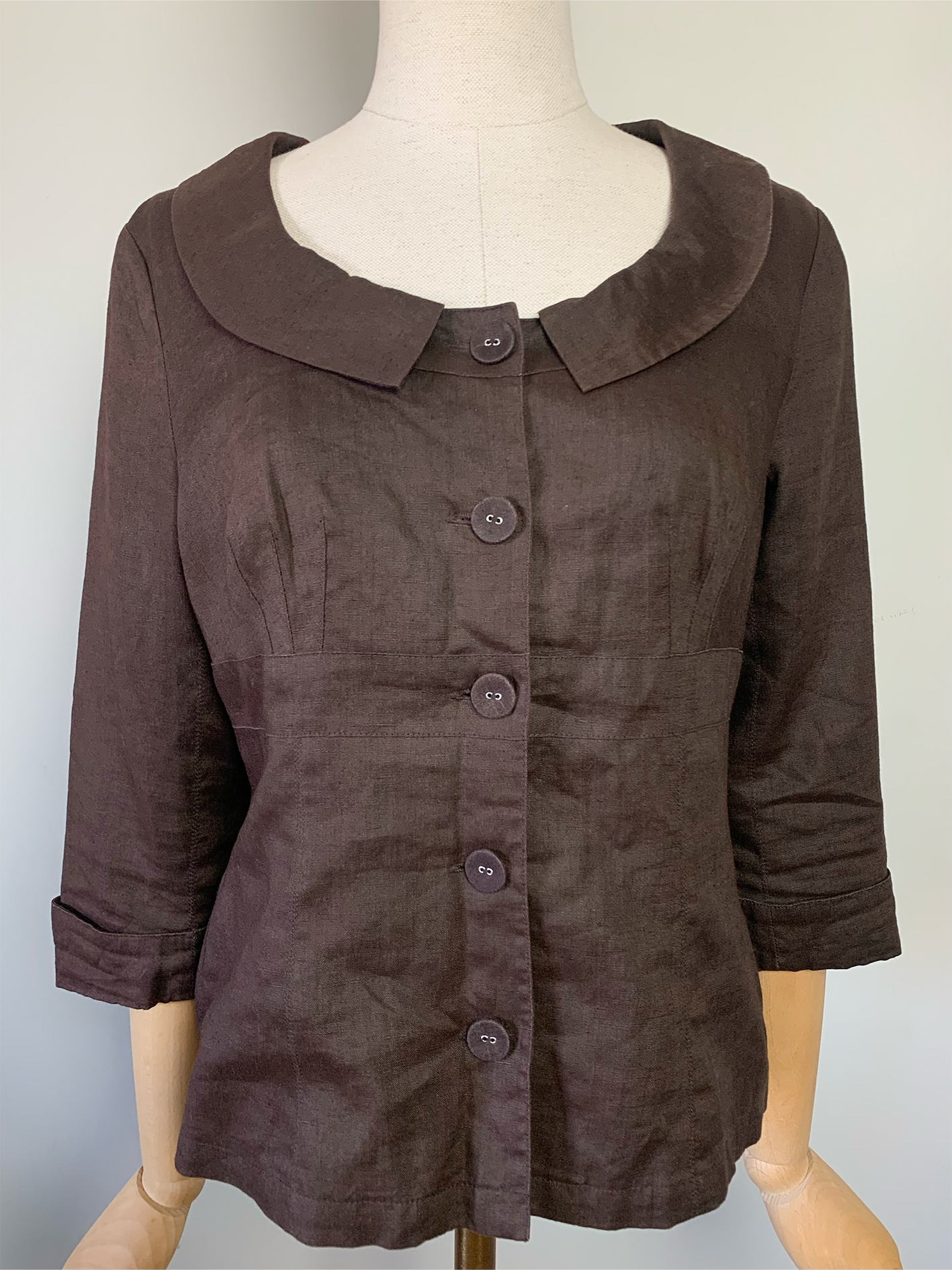 Veste chemisier en lin et ramie marron Promod