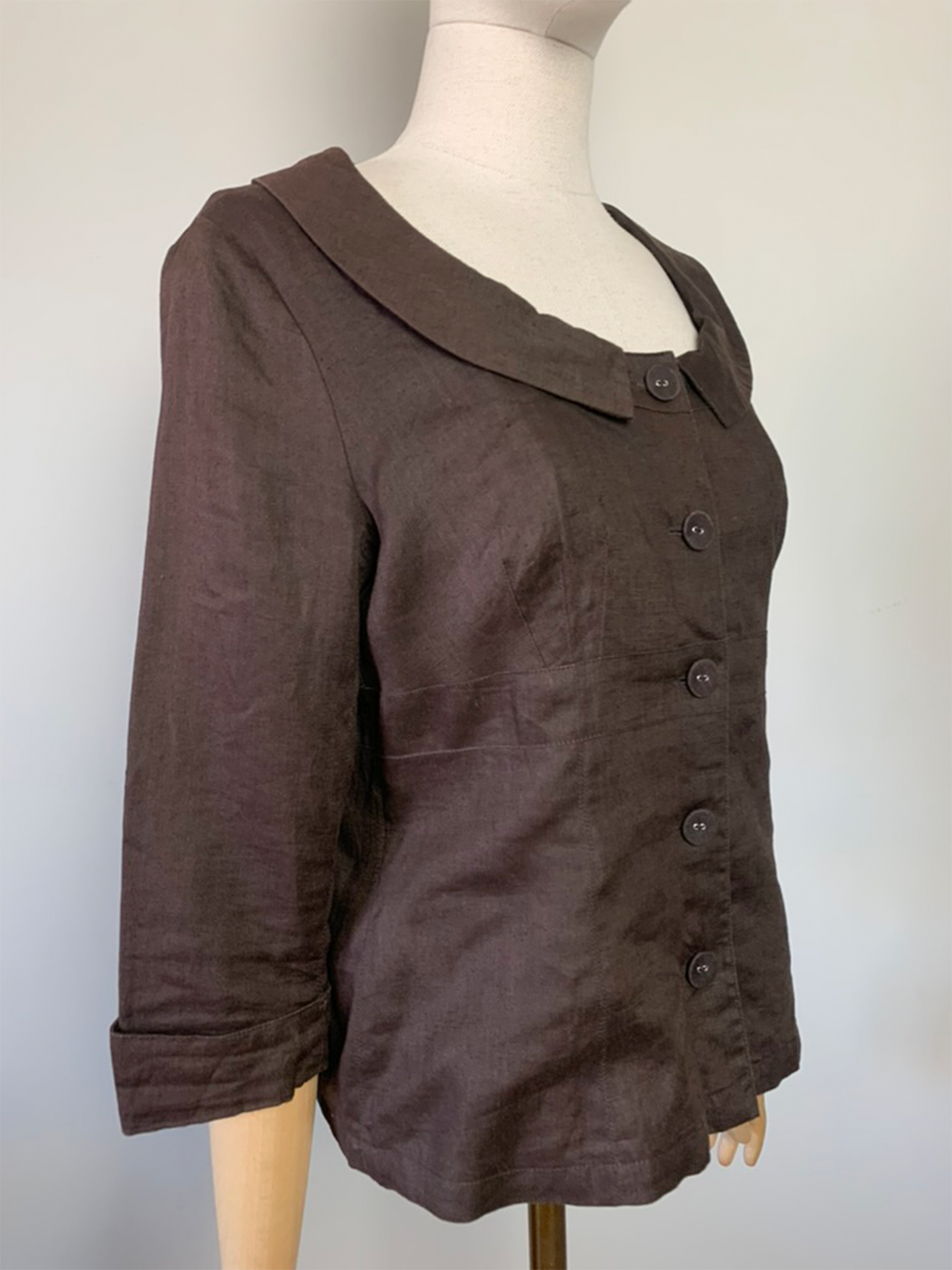 Veste chemisier en lin et ramie marron Promod