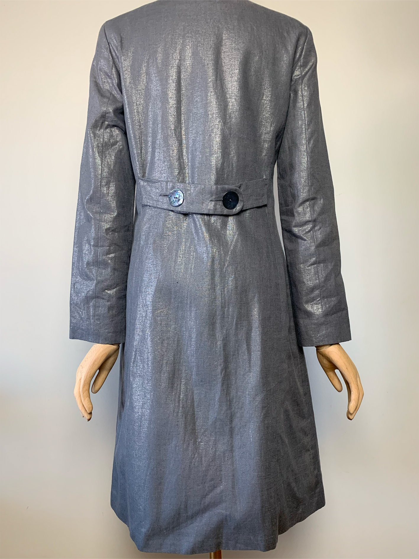 Veste mi longue grise métallisée en lin 123