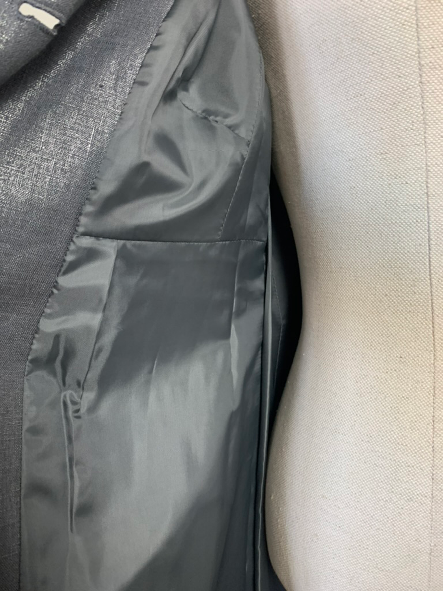 Veste mi longue grise métallisée en lin 123