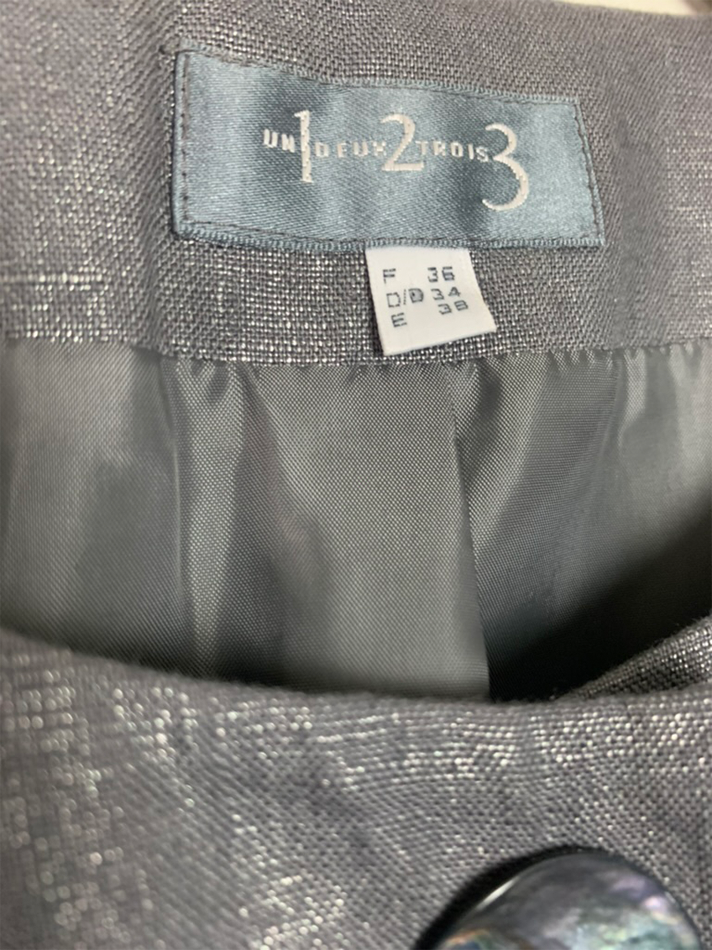 Veste mi longue grise métallisée en lin 123