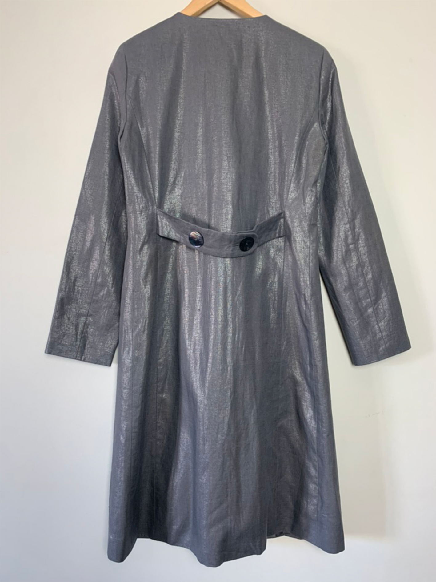 Veste mi longue grise métallisée en lin 123