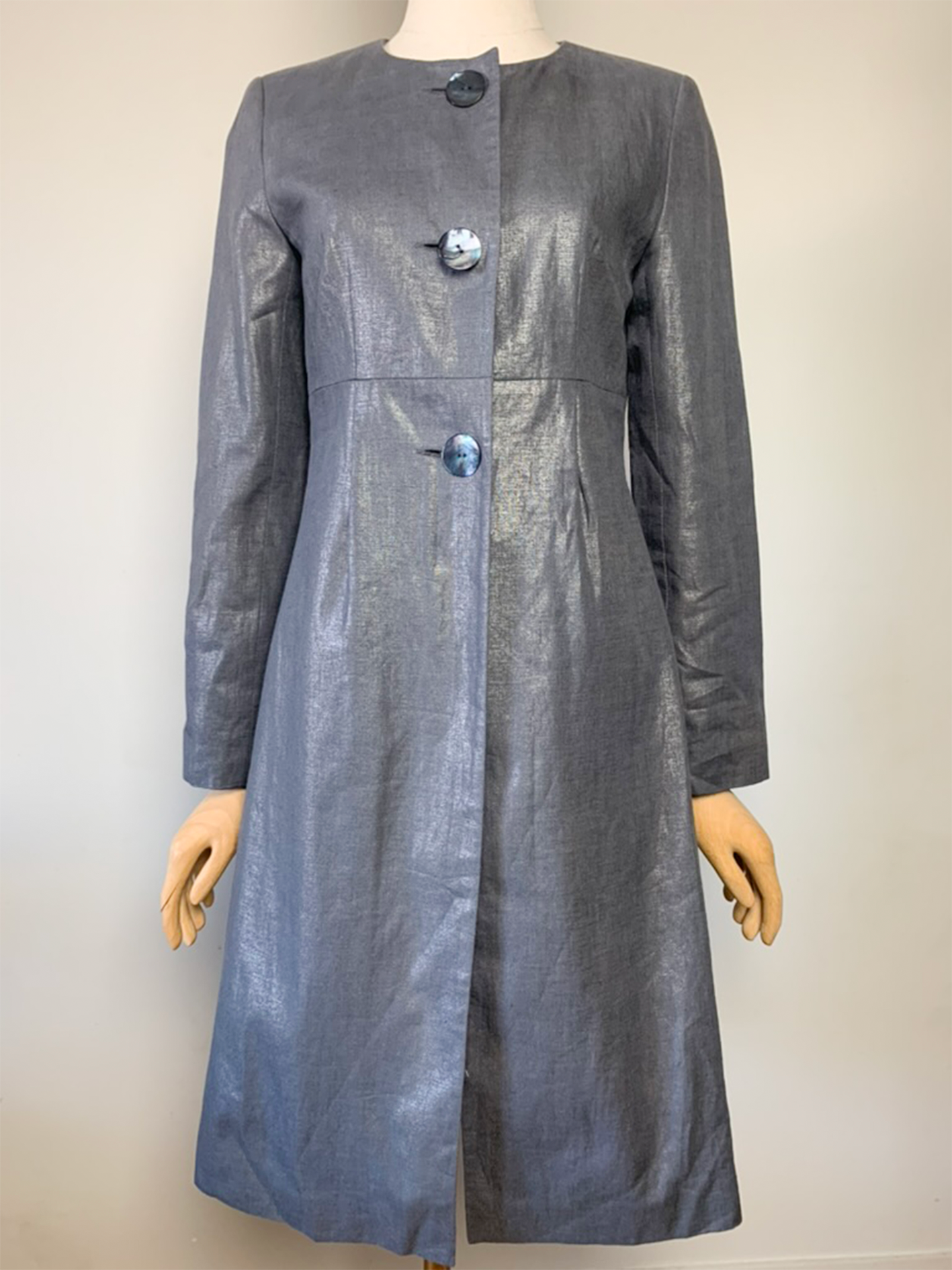 Veste mi longue grise métallisée en lin 123