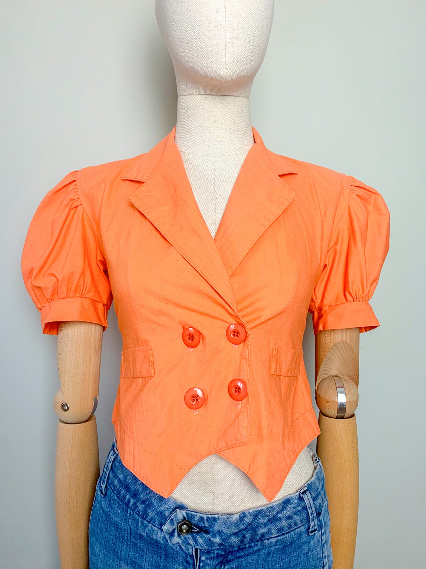Veste courte orange cintrée vintage