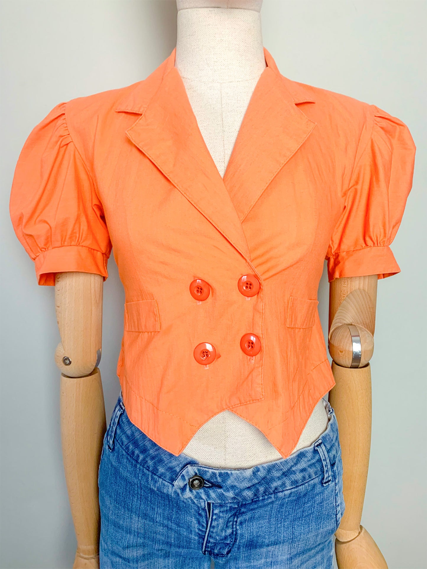 Veste courte orange cintrée vintage