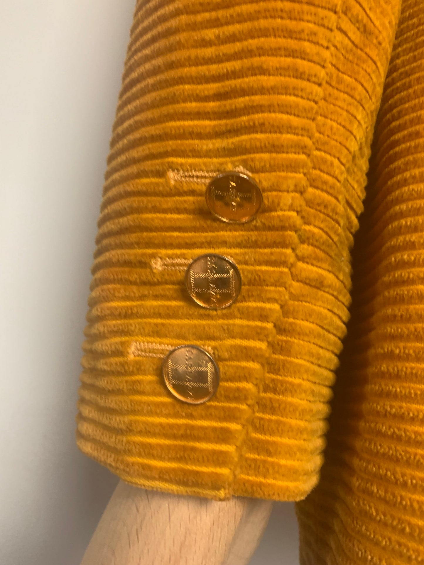 Veste Vintage Angelo Tarlazzi en Velours Côtelé - Jaune Moutarde - T. 38