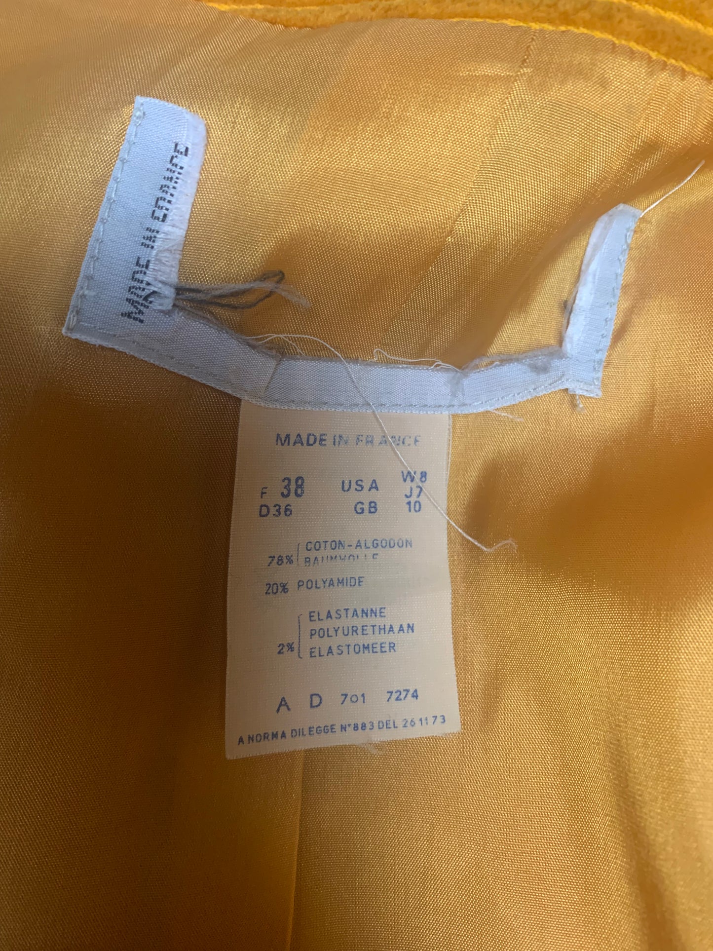 Veste Vintage Angelo Tarlazzi en Velours Côtelé - Jaune Moutarde - T. 38