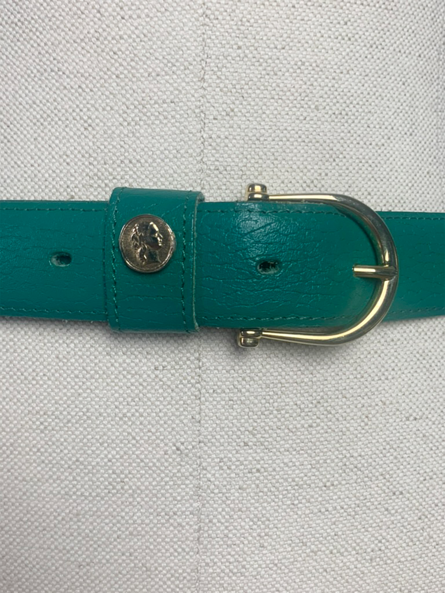 Ceinture femme cuir véritable vert prairie vintage
