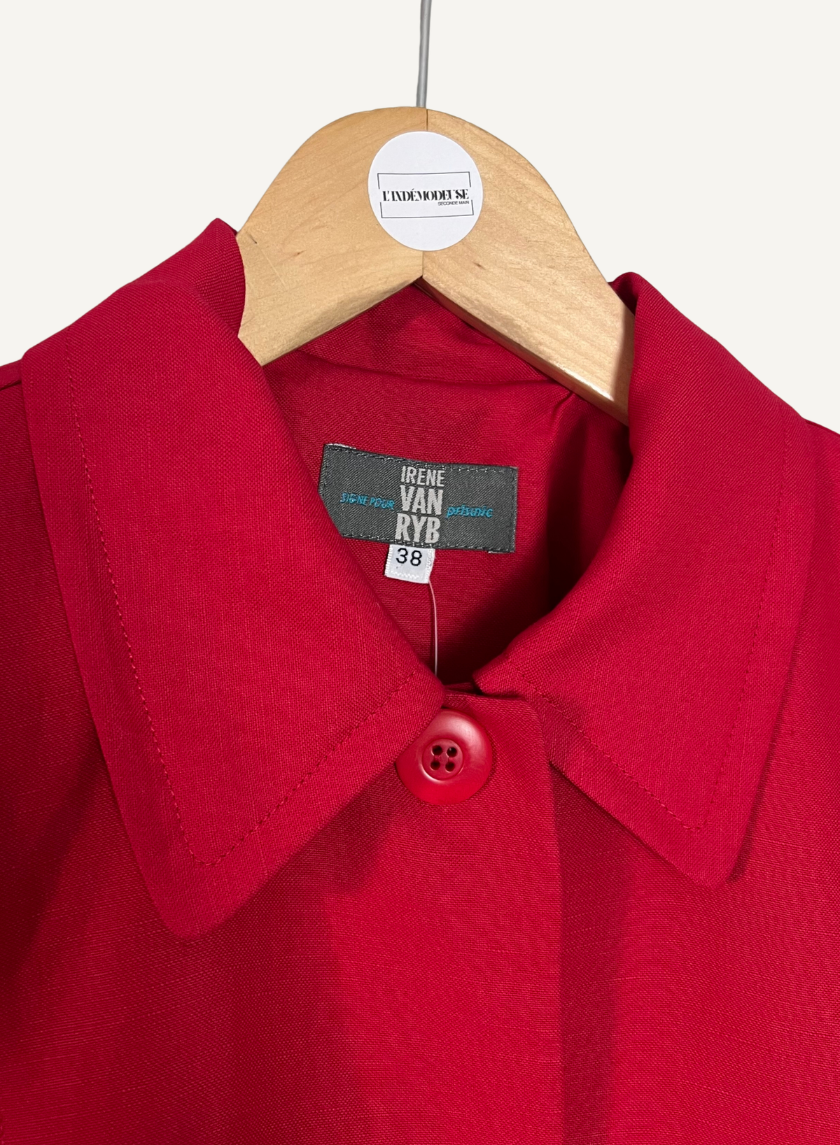 Veste cintrée vintage années 90 lin & viscose Irène Van Ryb x Prisunic Made in France T38