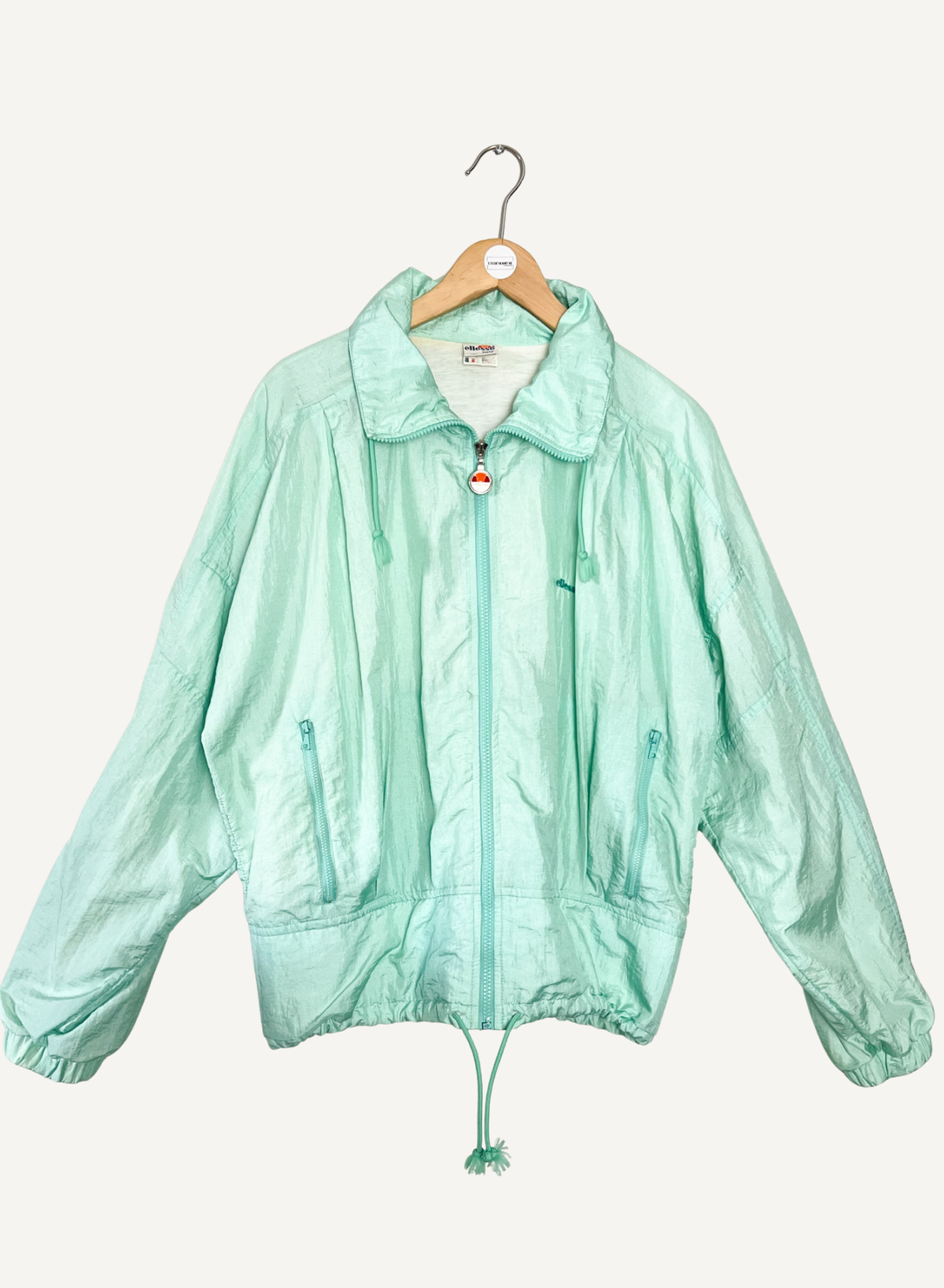 Blouson coupe-vent vintage années 80 90 vert menthe pastel Ellesse _T36 à 40
