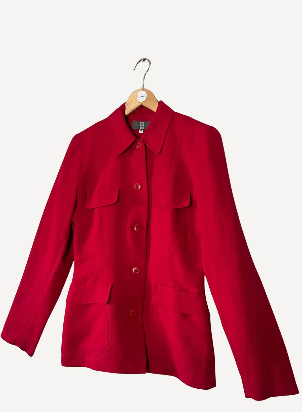 Veste cintrée vintage années 90 lin & viscose Irène Van Ryb x Prisunic Made in France T38