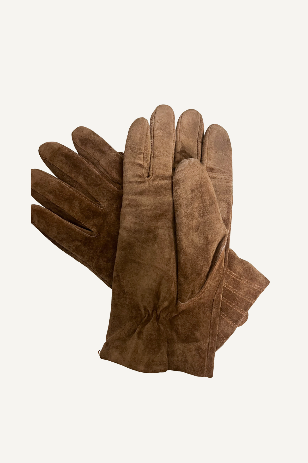 Gants en Croûte de Cuir Marron - Détails Plis - Doublés – TS