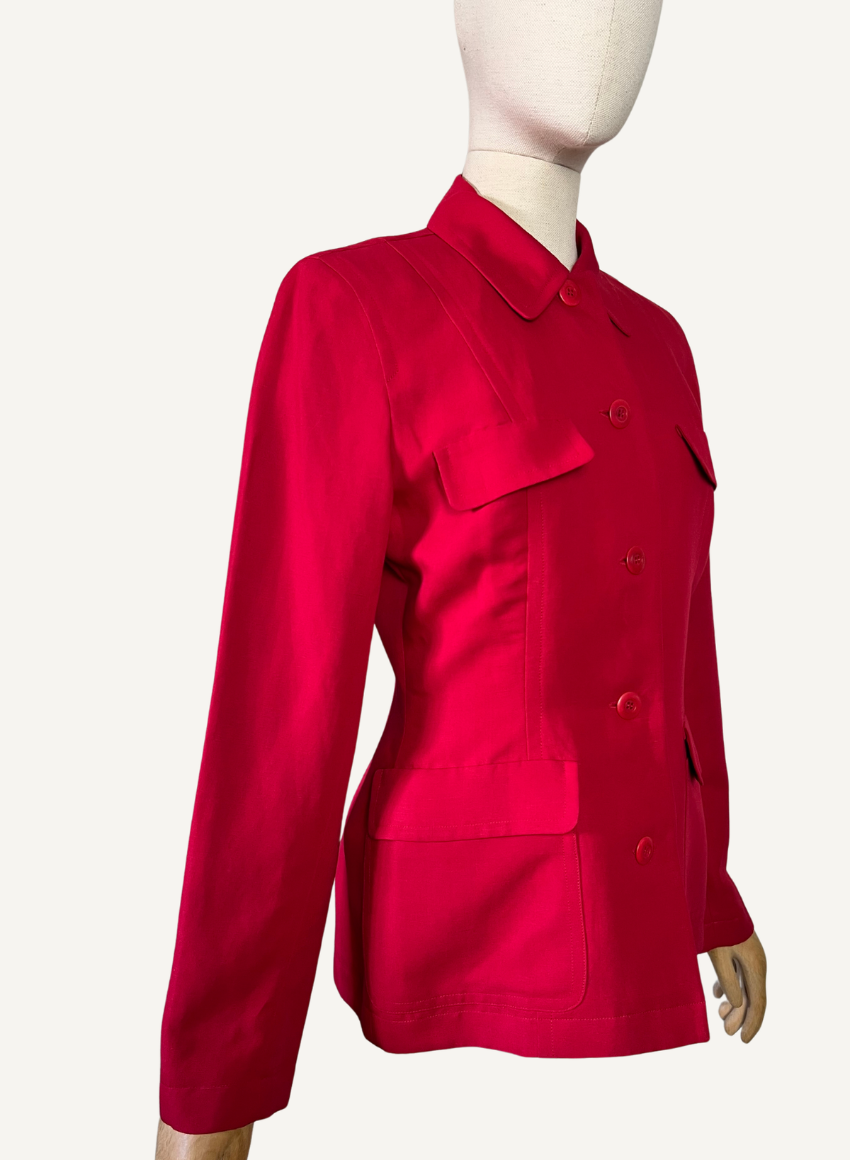 Veste cintrée vintage années 90 lin & viscose Irène Van Ryb x Prisunic Made in France T38