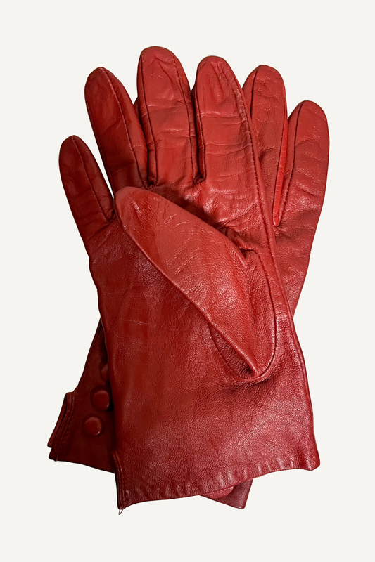 Gants en Cuir de Chèvre & Doublure Soie - Galeries Lafayette - Rouge Brique - T 7,5