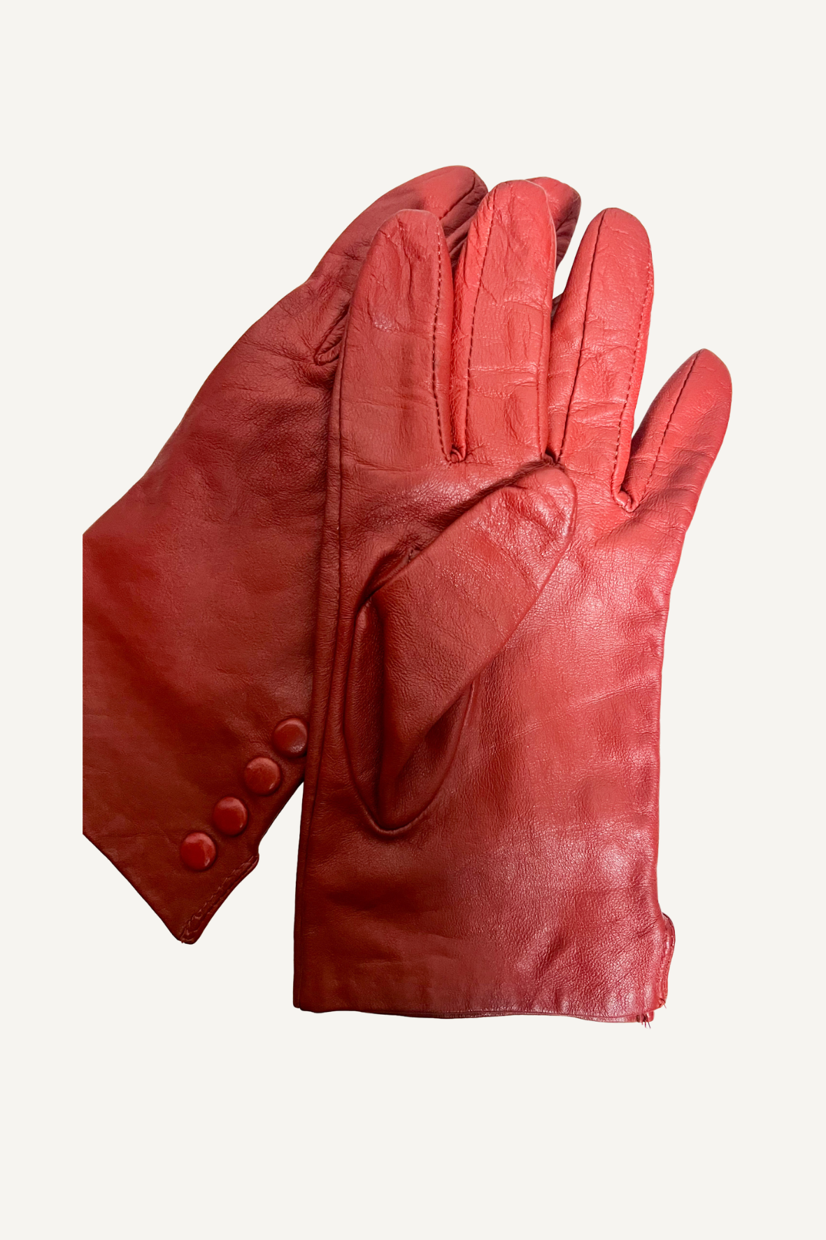 Gants en Cuir de Chèvre & Doublure Soie - Galeries Lafayette - Rouge Brique - T 7,5