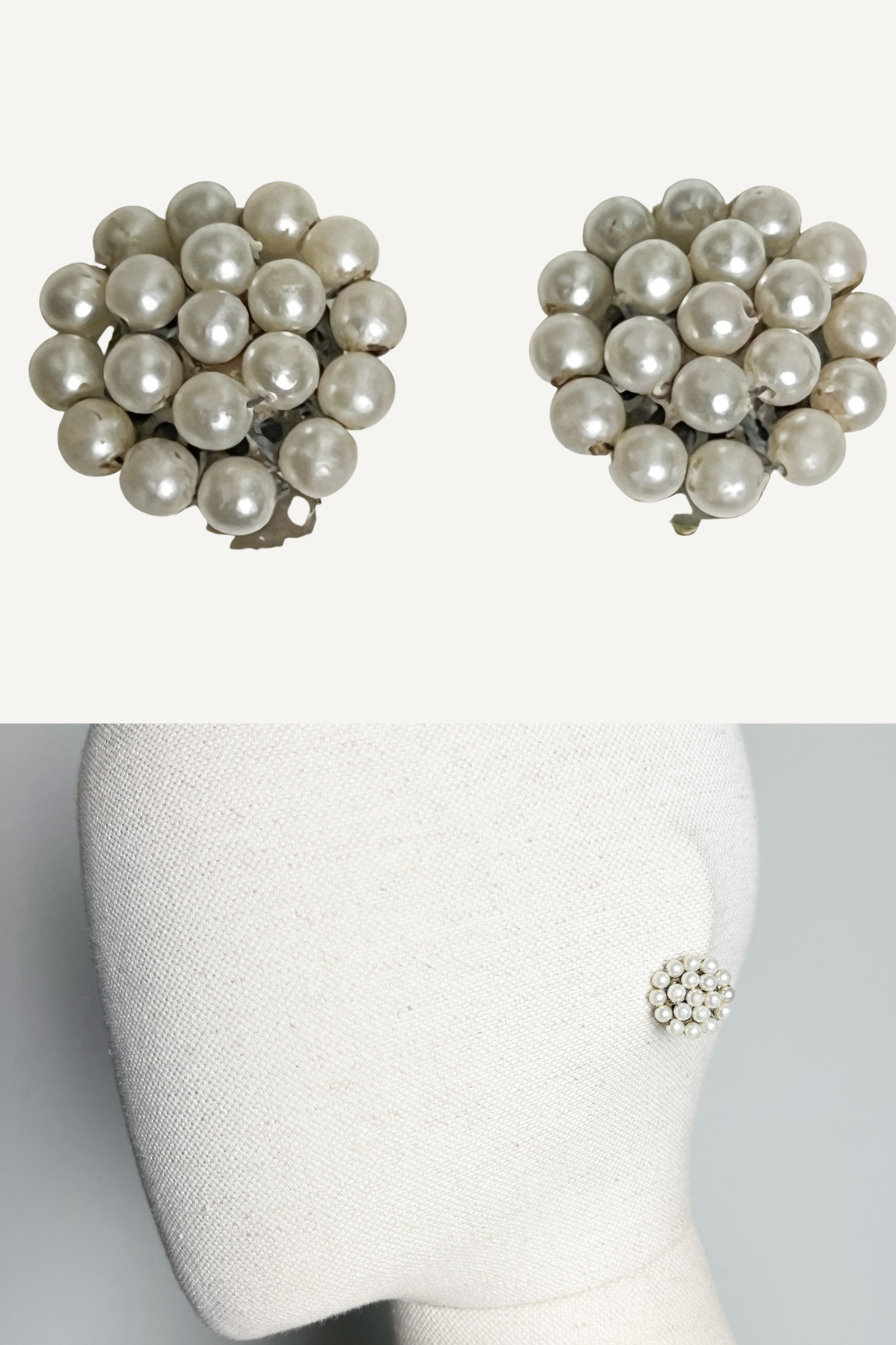 Boucles d'Oreilles Clip Vintage Années 80 90 Dorées & Perles Fantaisie - Rétro Chic