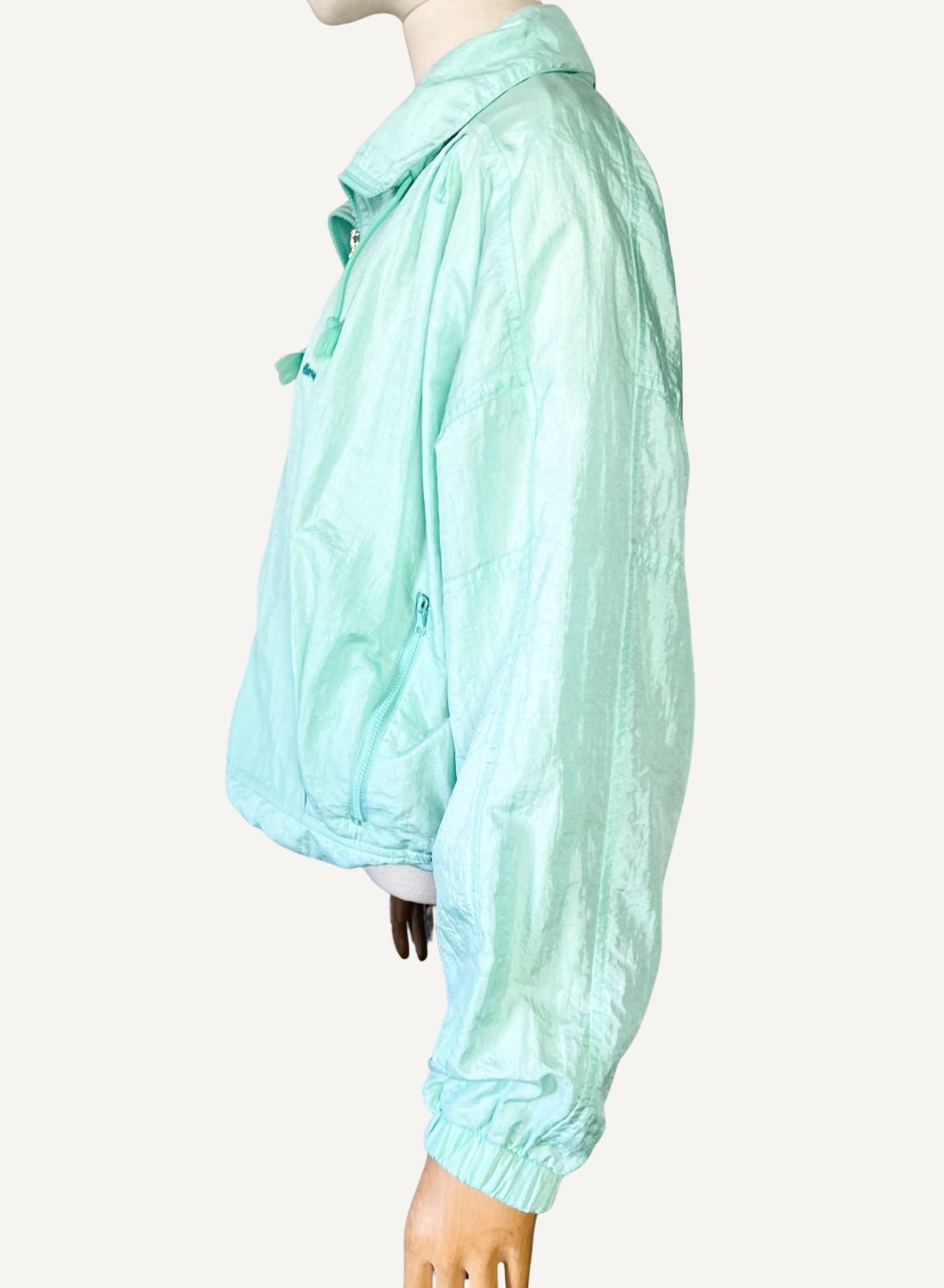 Blouson coupe-vent vintage années 80 90 vert menthe pastel Ellesse _T36 à 40
