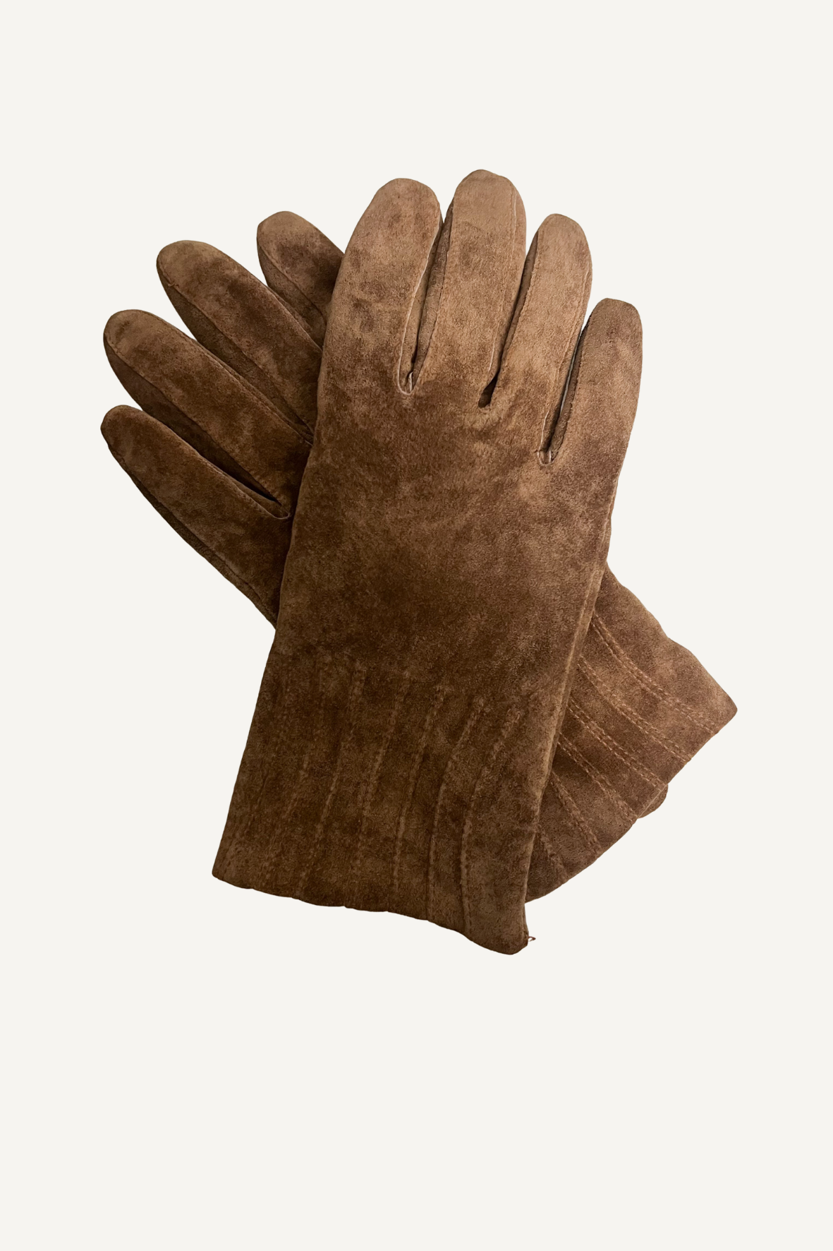 Gants en Croûte de Cuir Marron - Détails Plis - Doublés – TS