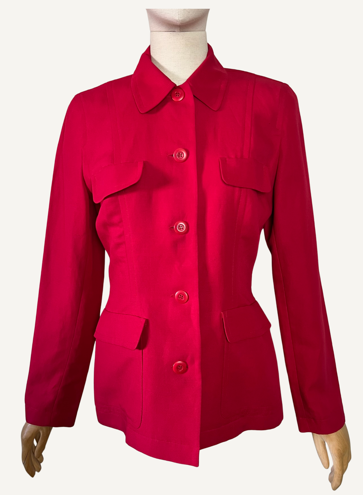 Veste cintrée vintage années 90 lin & viscose Irène Van Ryb x Prisunic Made in France T38