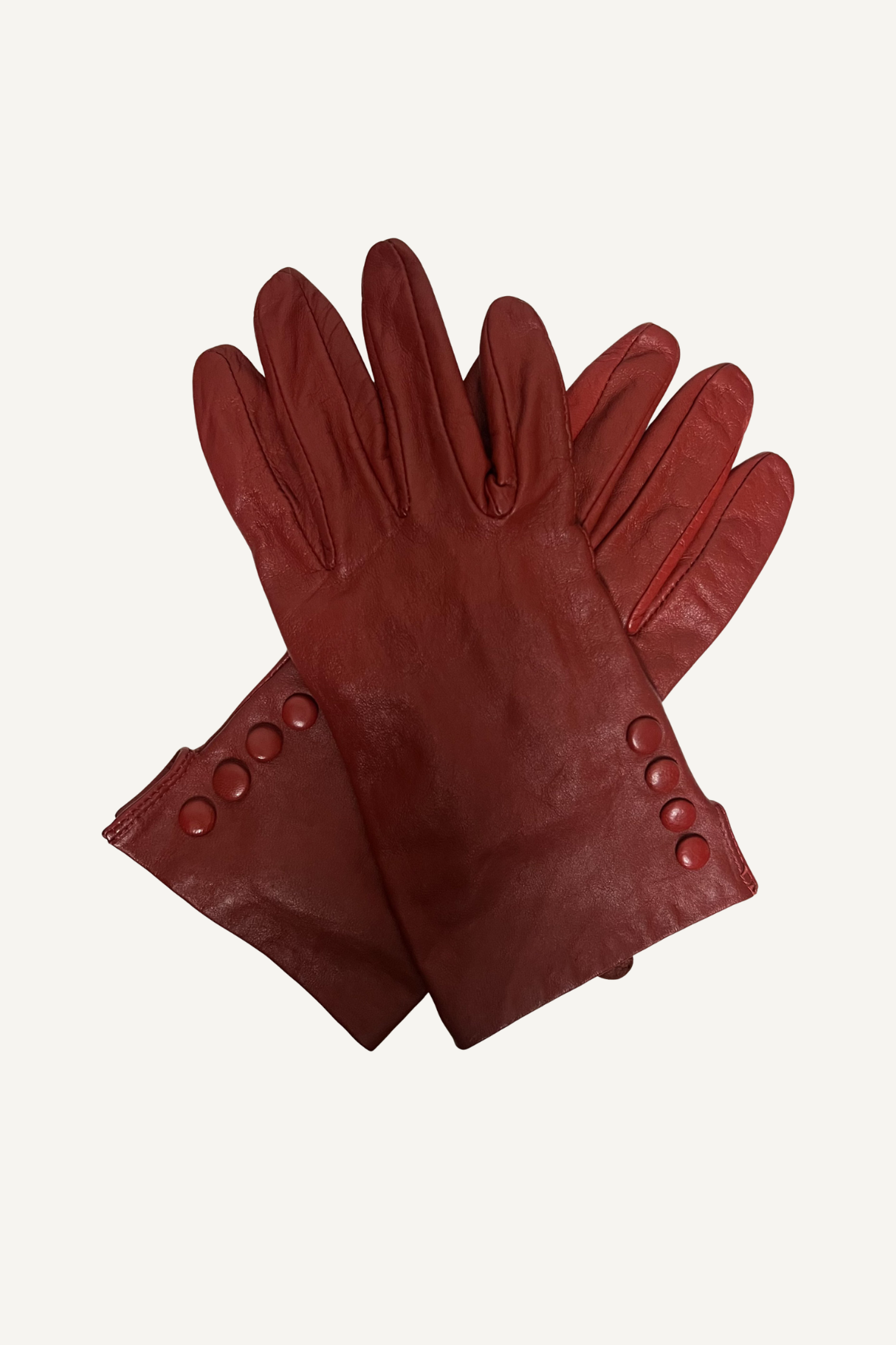 Gants en Cuir de Chèvre & Doublure Soie - Galeries Lafayette - Rouge Brique - T 7,5