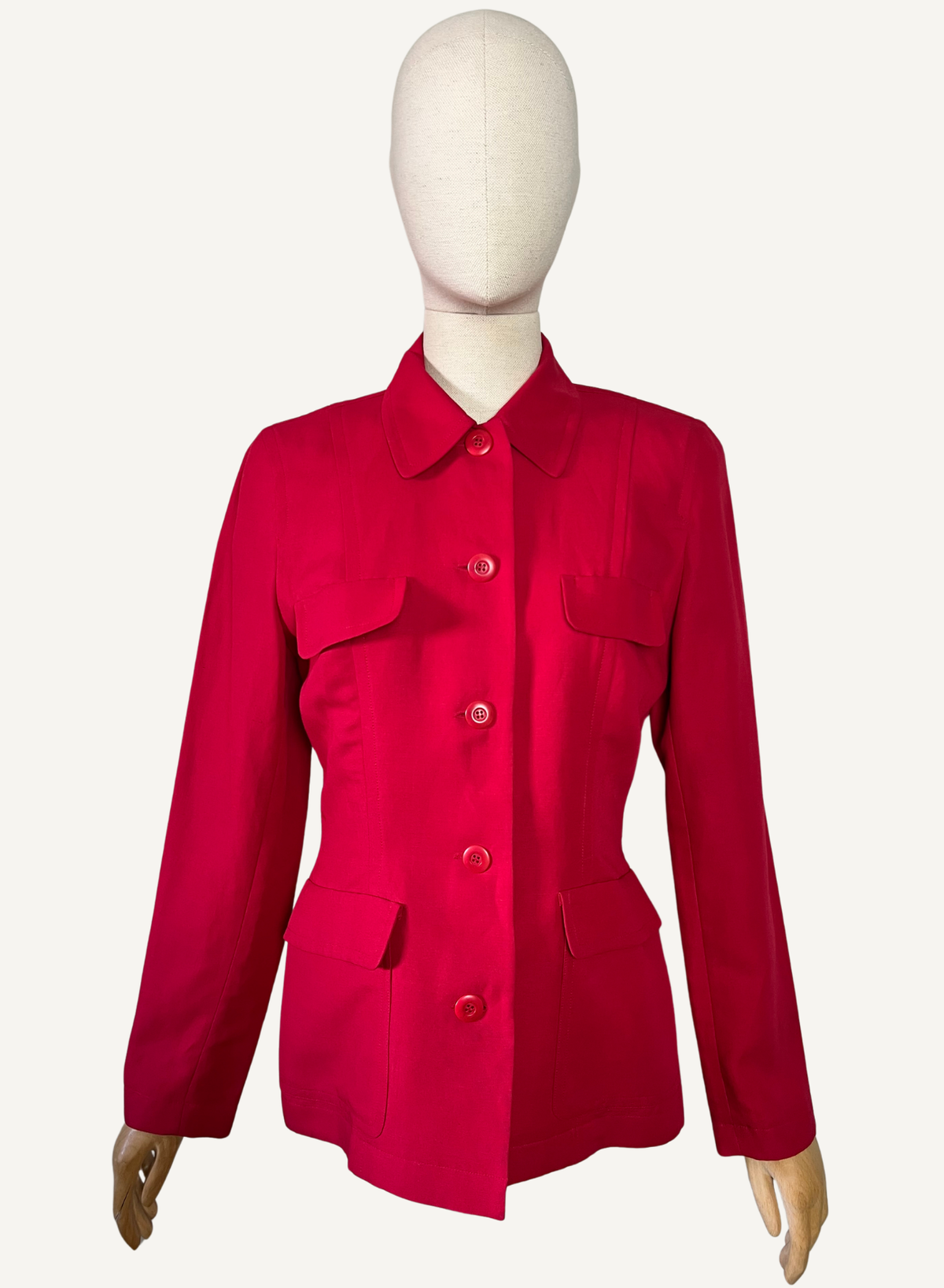 Veste cintrée vintage années 90 lin & viscose Irène Van Ryb x Prisunic Made in France T38