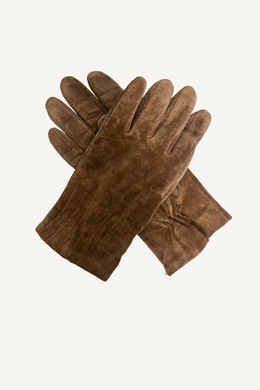 Gants en Croûte de Cuir Marron - Détails Plis - Doublés – TS