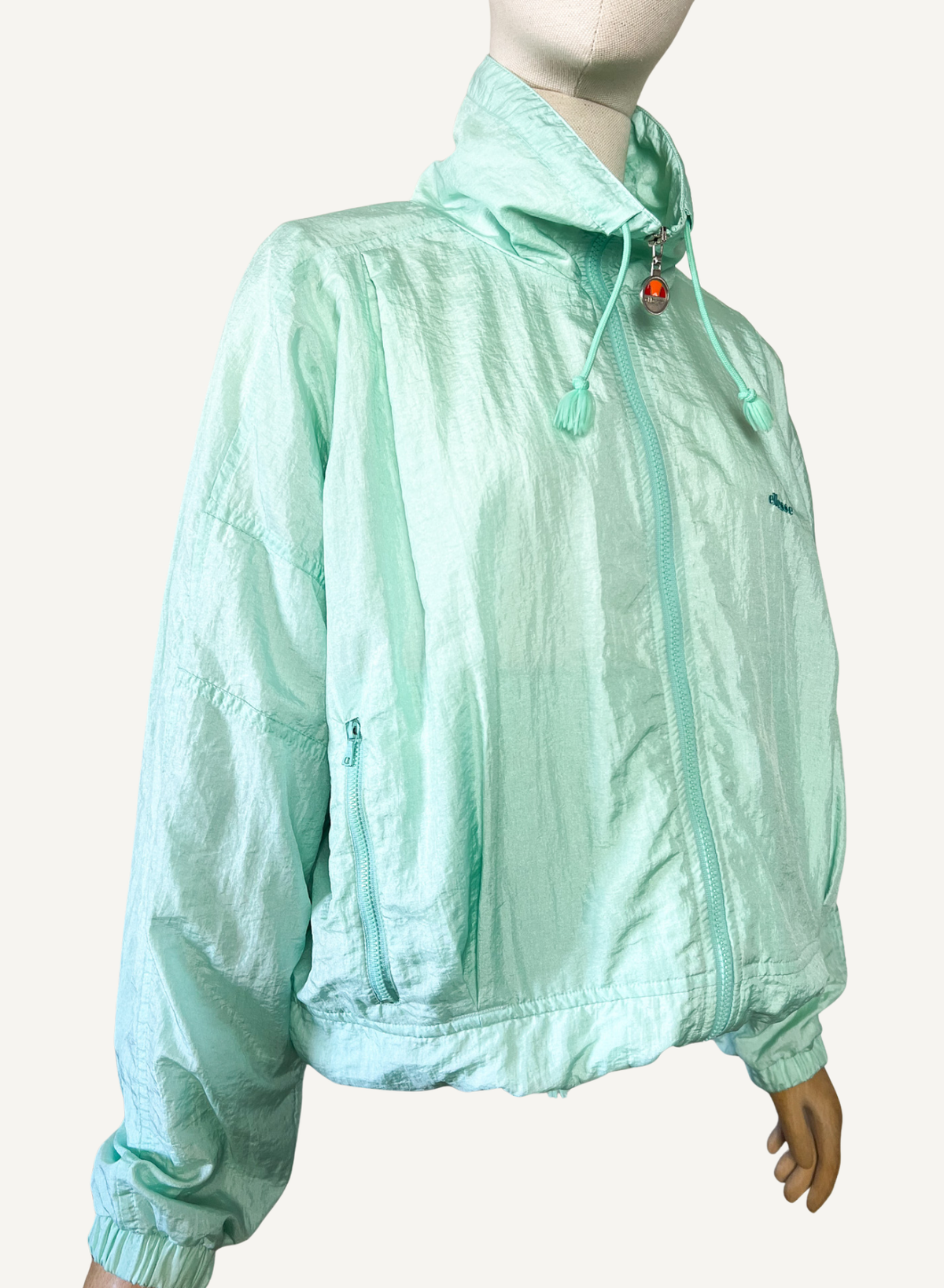 Blouson coupe-vent vintage années 80 90 vert menthe pastel Ellesse _T36 à 40