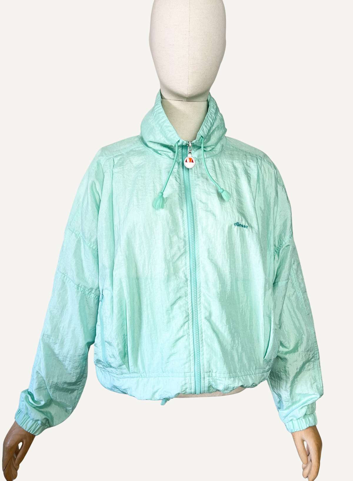 Blouson coupe-vent vintage années 80 90 vert menthe pastel Ellesse _T36 à 40