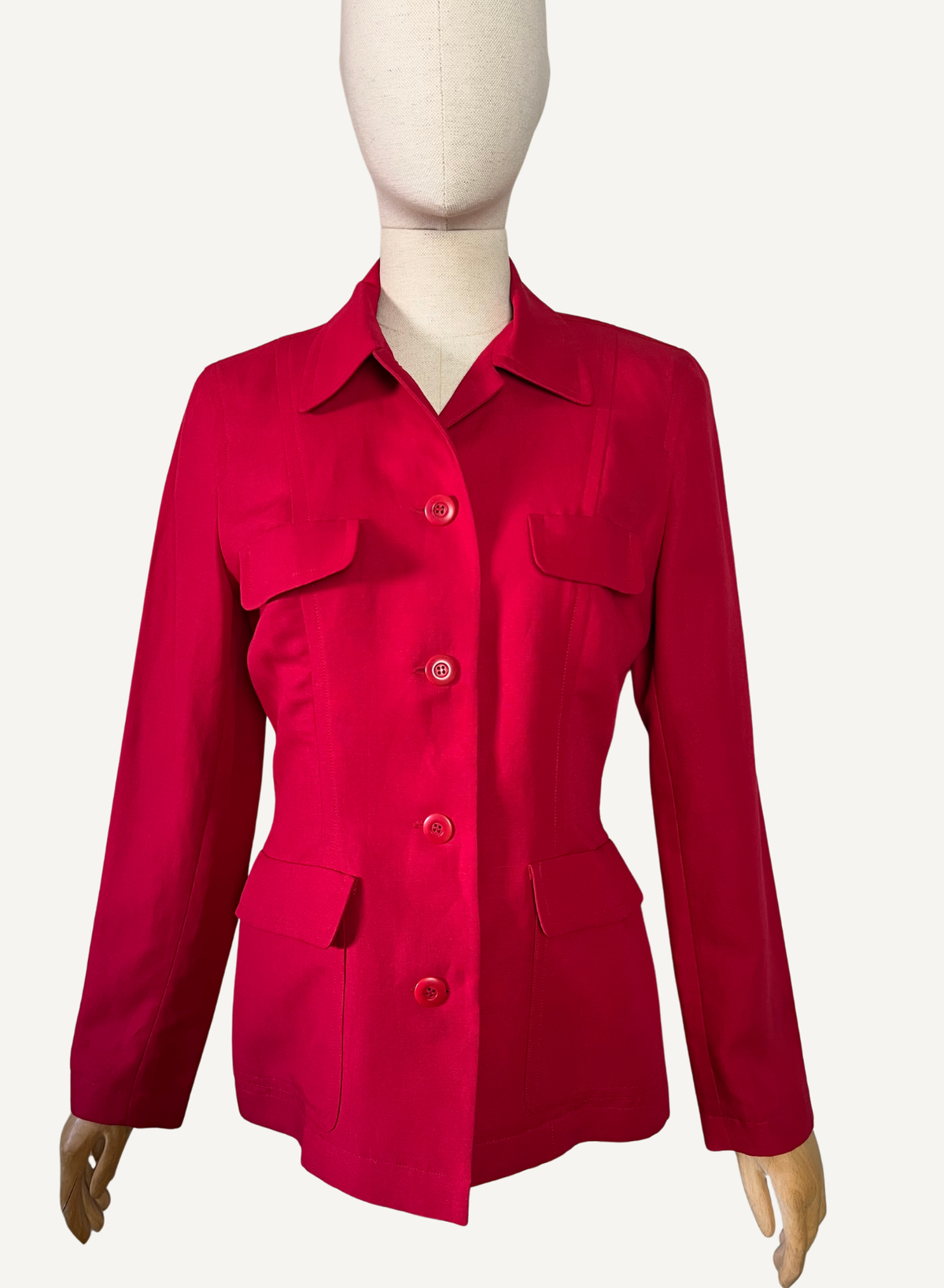 Veste cintrée vintage années 90 lin & viscose Irène Van Ryb x Prisunic Made in France T38