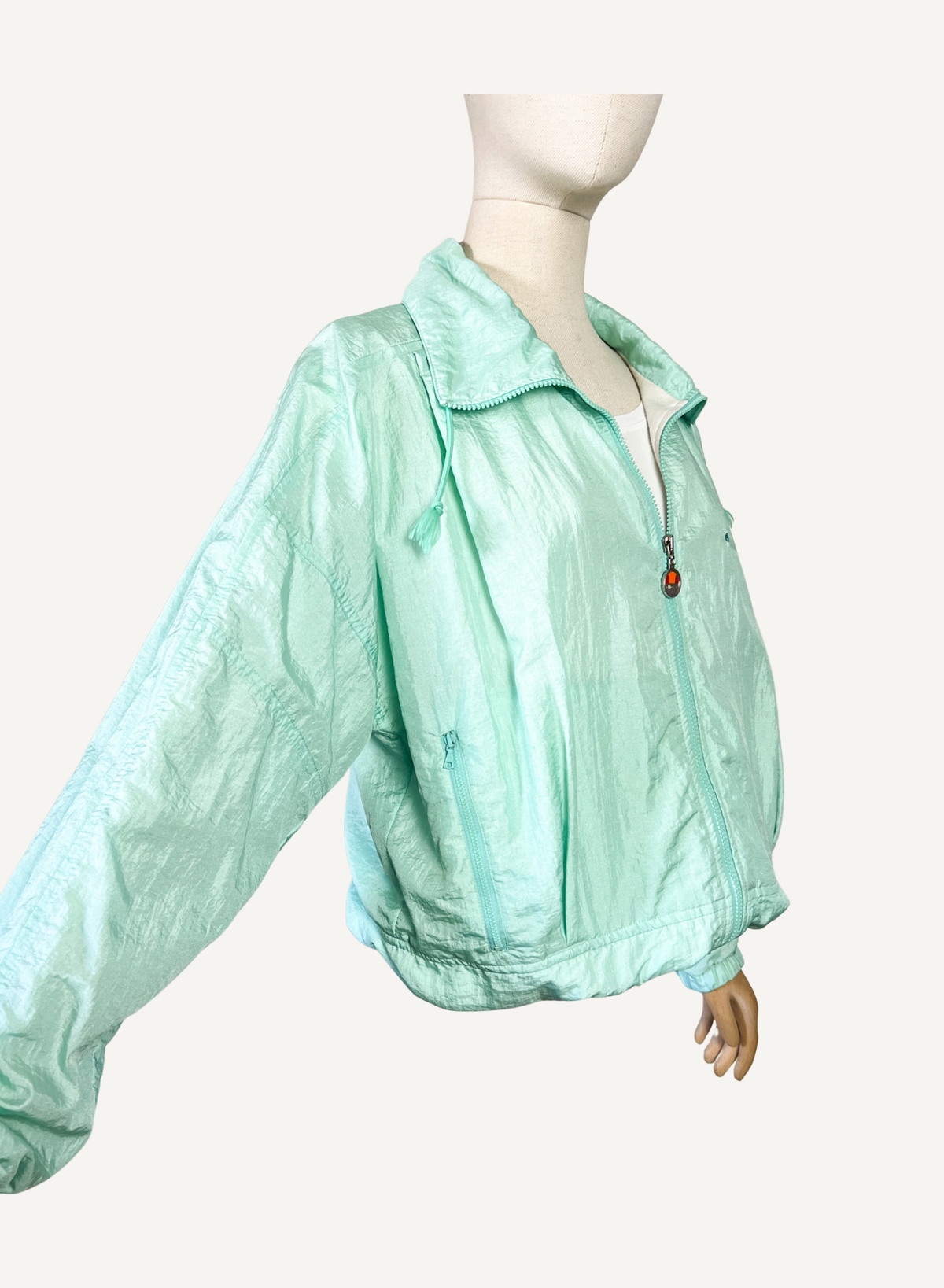 Blouson coupe-vent vintage années 80 90 vert menthe pastel Ellesse _T36 à 40