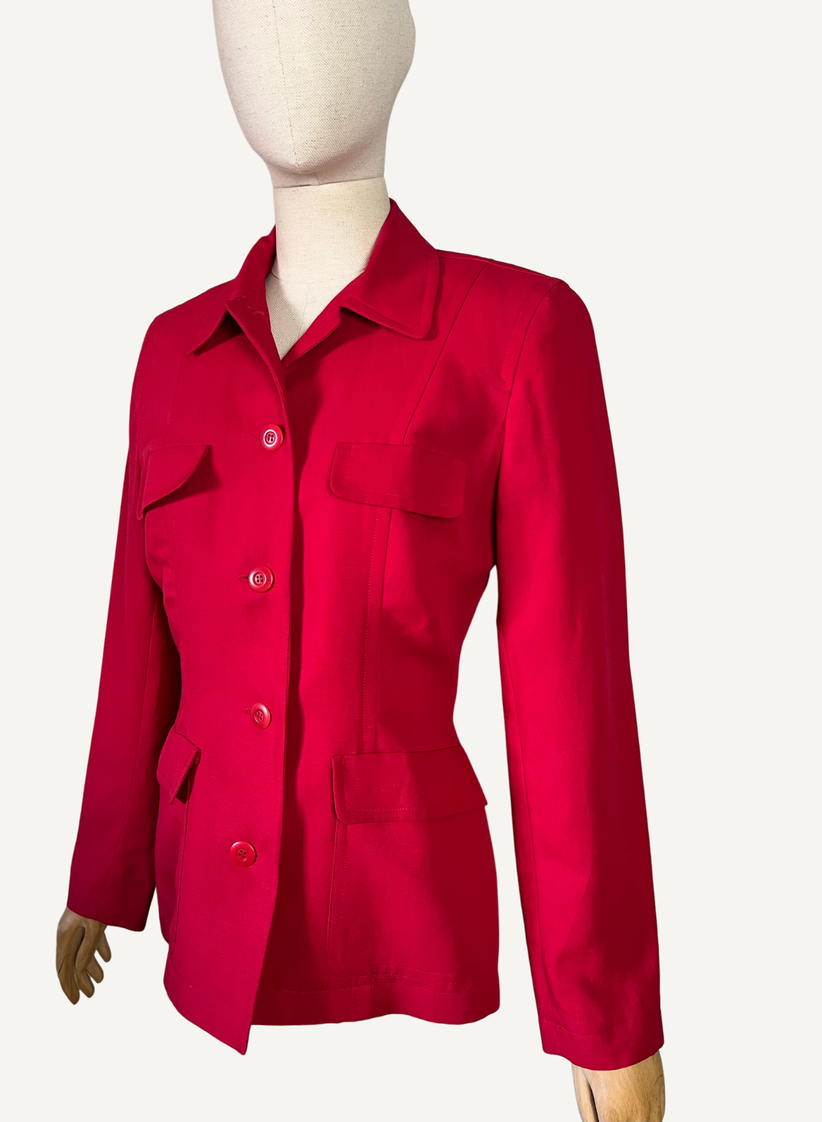 Veste cintrée vintage années 90 lin & viscose Irène Van Ryb x Prisunic Made in France T38