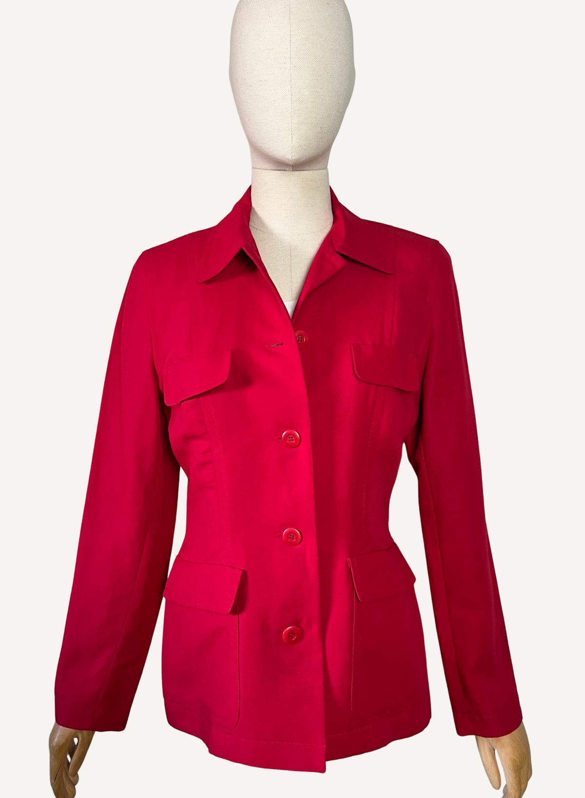 Veste cintrée vintage années 90 lin & viscose Irène Van Ryb x Prisunic Made in France T38