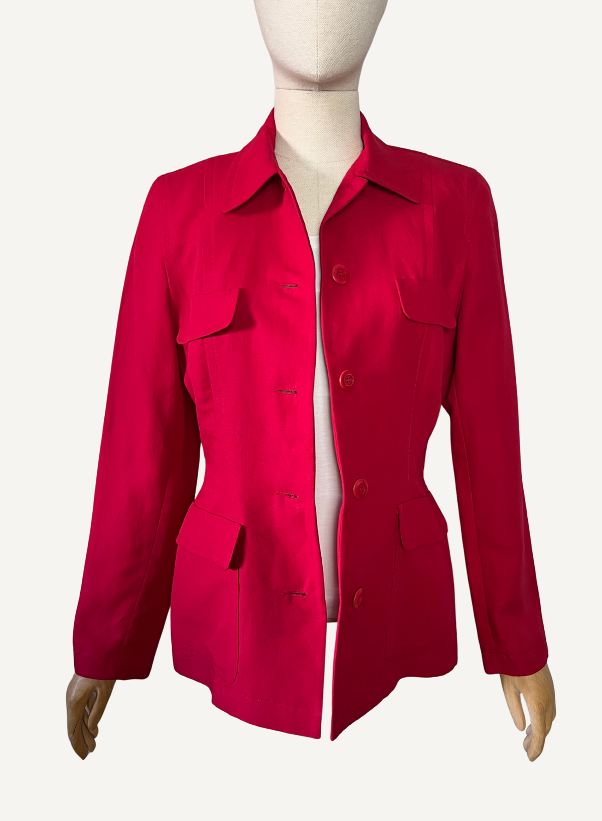 Veste cintrée vintage années 90 lin & viscose Irène Van Ryb x Prisunic Made in France T38