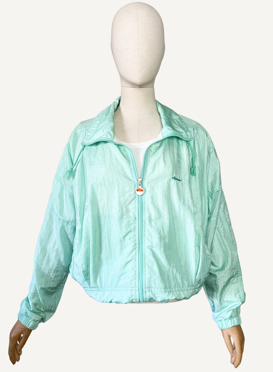 Blouson coupe-vent vintage années 80 90 vert menthe pastel Ellesse _T36 à 40