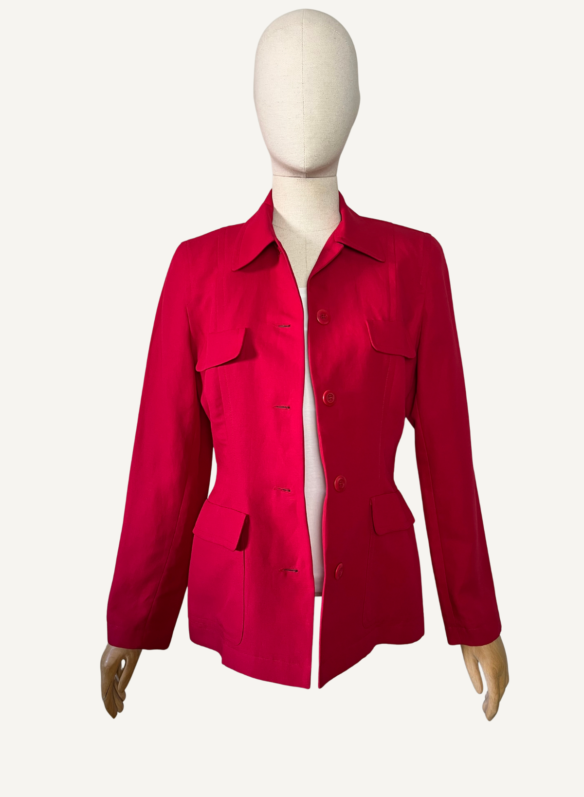 Veste cintrée vintage années 90 lin & viscose Irène Van Ryb x Prisunic Made in France T38
