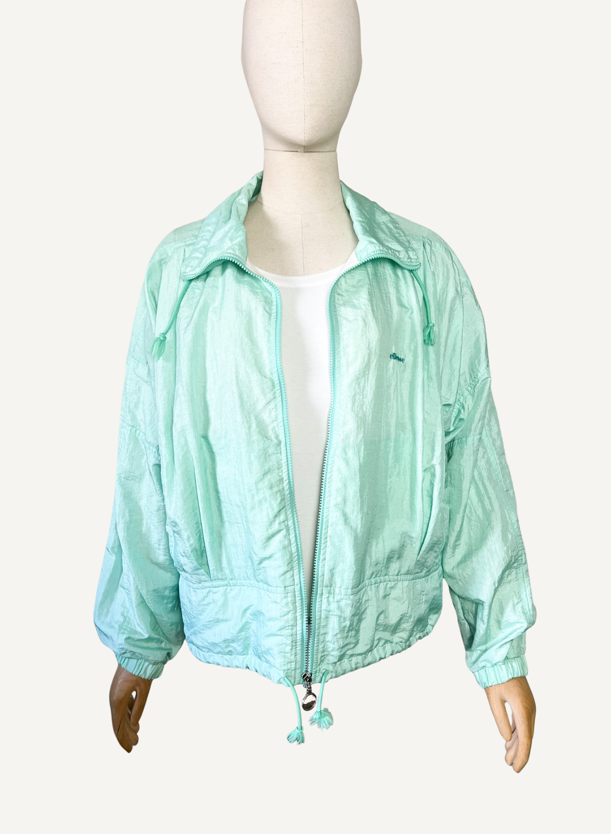 Blouson coupe-vent vintage années 80 90 vert menthe pastel Ellesse _T36 à 40