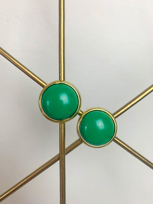 Boucles d'oreilles vertes et dorées vintage