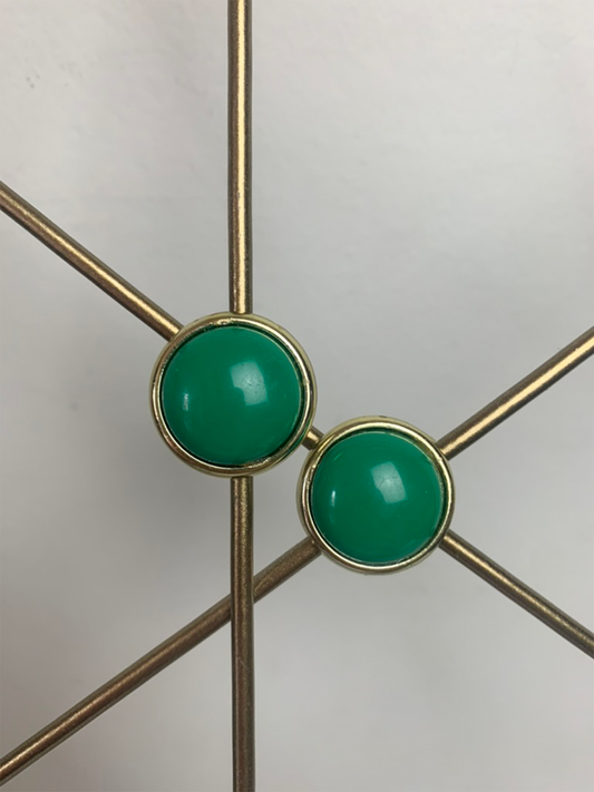 Boucles d'oreilles vertes et dorées vintage