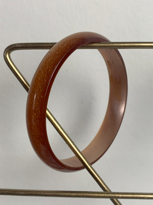Bracelet jonc rigide marron beige irisé vintage