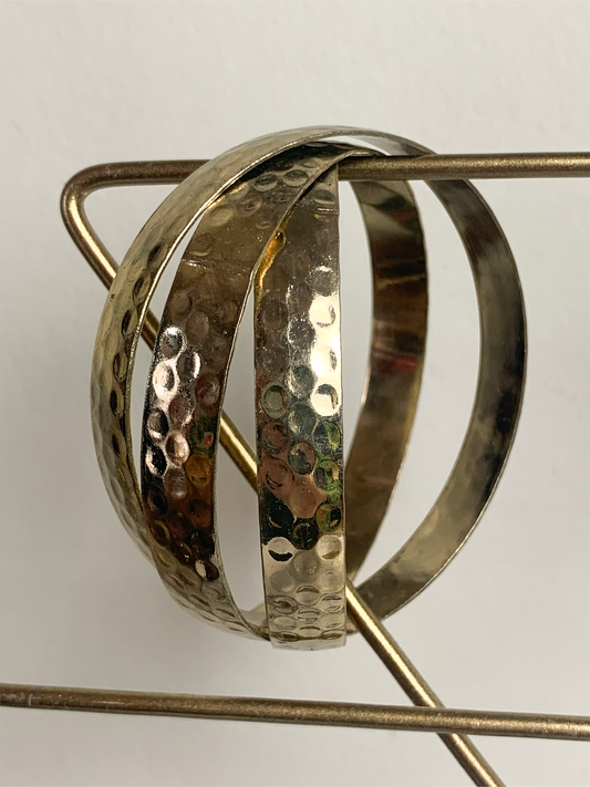 Bracelet triple jonc doré martelés vintage
