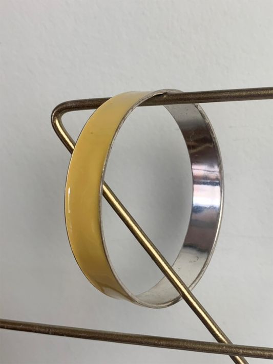 Bracelet jonc jaune émaillé métal doré vintage