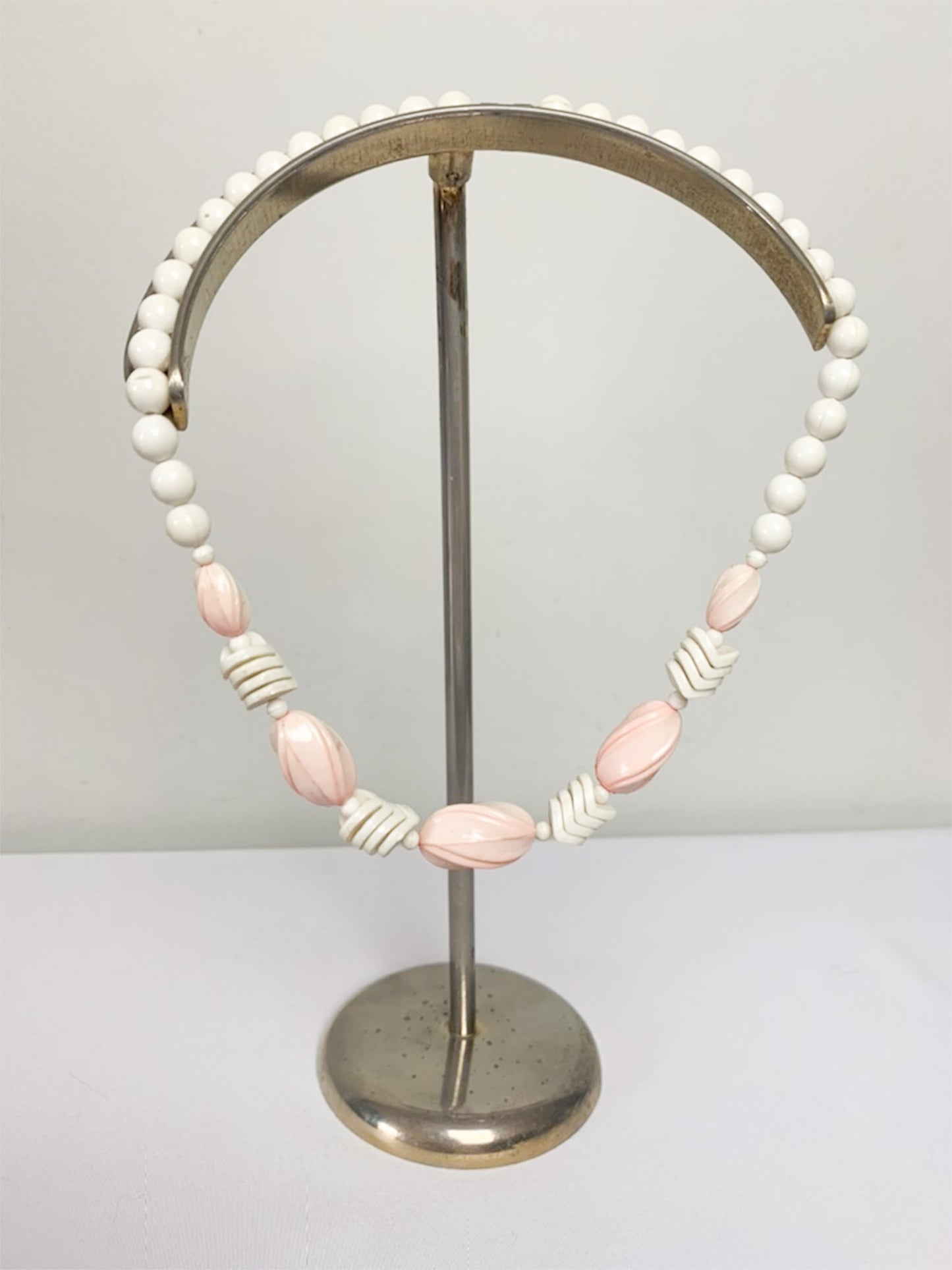 Collier Vintage Années 60 - Perles Roses et Crème - Fantaisie