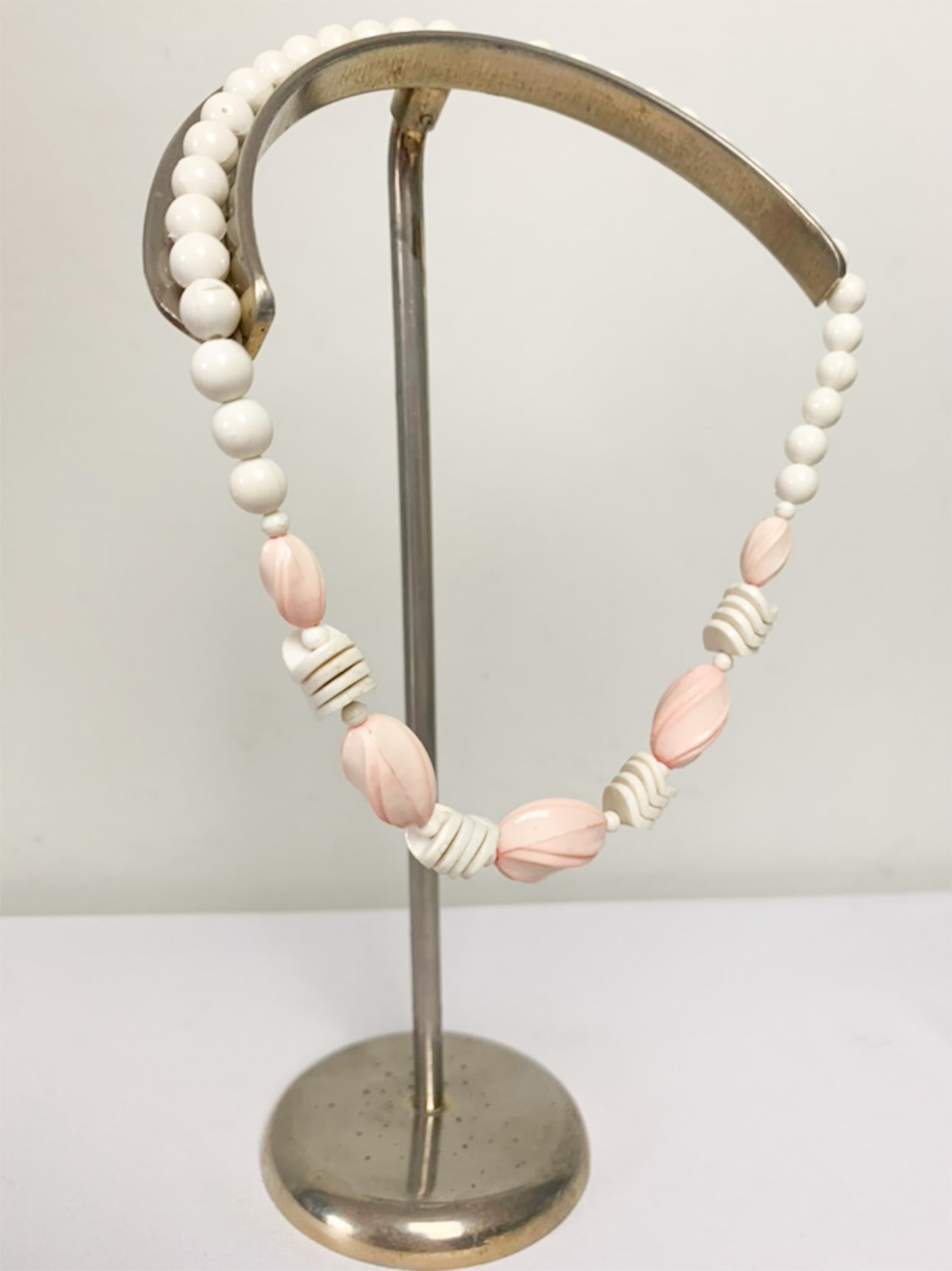 Collier Vintage Années 60 - Perles Roses et Crème - Fantaisie